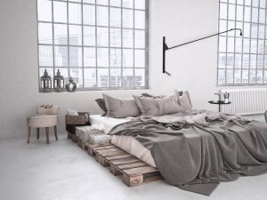 modern industrial bedroom in a loft. 3d rendering